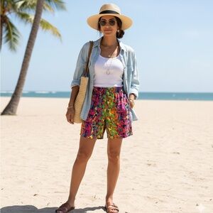 Vibrant Multicolor Women's Shorts Sz L